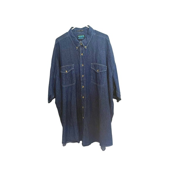 Salmon River Traders Other - Vintage Salmon River Traders 4XLT Denim Shirt Blue Short Sleeve Western